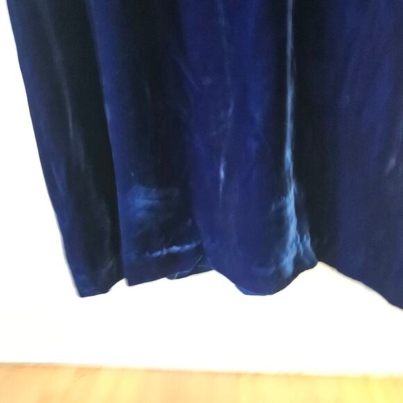 Vintage 60s 70s Blue Velvet Cape‎ Sleeve Maxi Dress Ribbon Back Sz 7 2/4 Costume - Picture 5 of 10